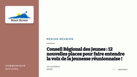 Conseil Régional des Jeunes : 12 nouvelles places pour faire entendre la voix de la jeunesse réunionnaise !